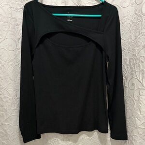 Black Cutout Long Sleeve Top